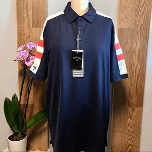 *NWT* Men’s Callaway Golf Navy Colorblock Polo Opti-Dri, Size M